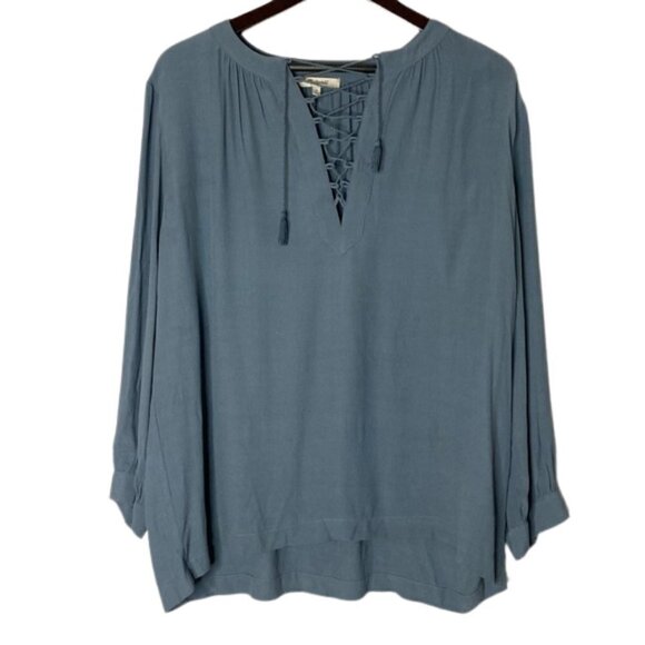 Madewell Tops - Madewell Size Medium Lace Up Oversized Flowy Blue